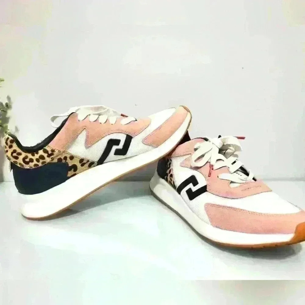 ROLLIE weekender leopard  sneaker with pastel pink. Size 41 (10-10.5 US)